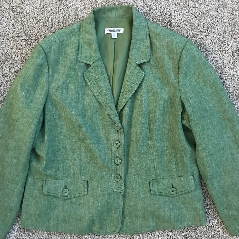 Coldwater Creek Light Green Linen/Rayon Jacket, XL - Picture 3 of 8